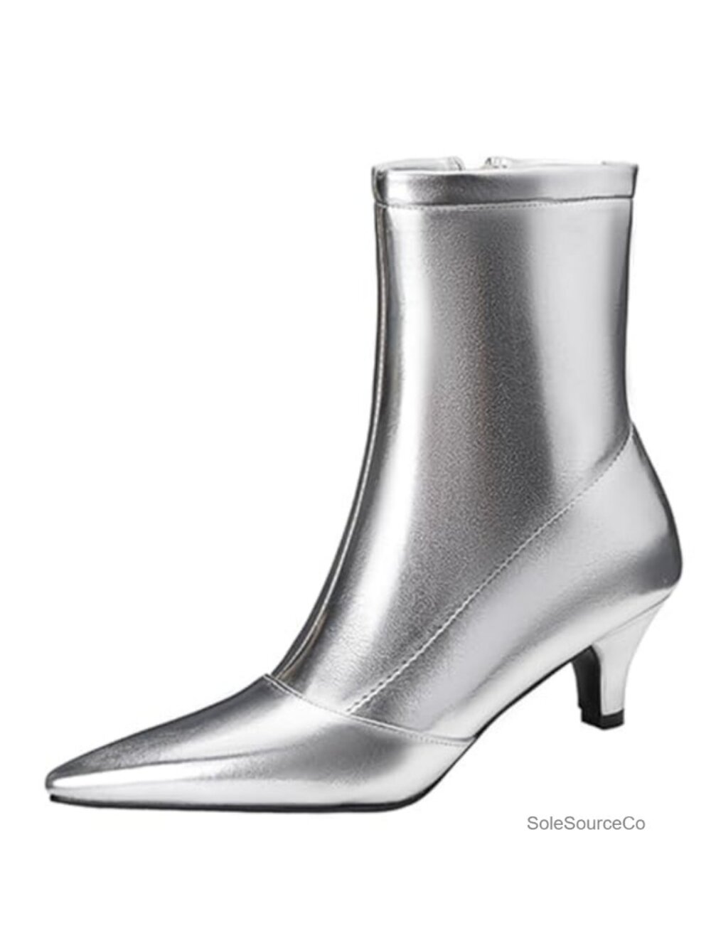 Women's Kitten Heel Ankle Boots Pointed Toe Gogo Boots Stretch Side Zip